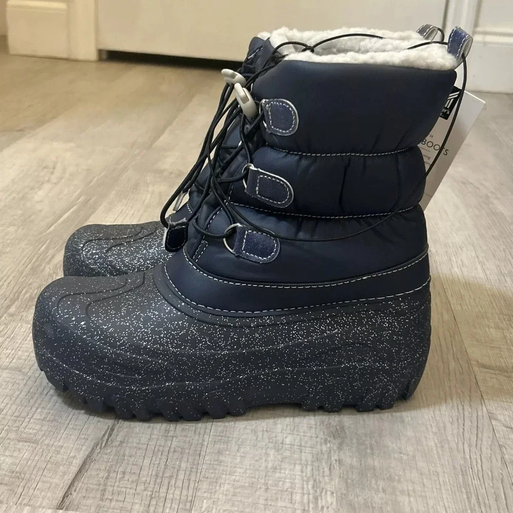 NEW‎ Member's Mark Girls Snow Boot, Size 7/8, Navy Glitter